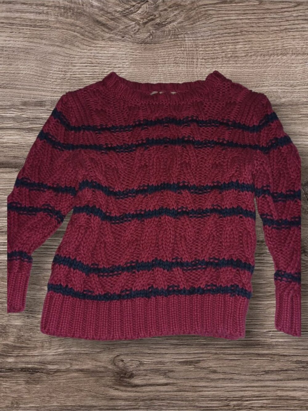 Old Navy Toddler Knit Sweater Burgundy Stripe Size 18-24 Months